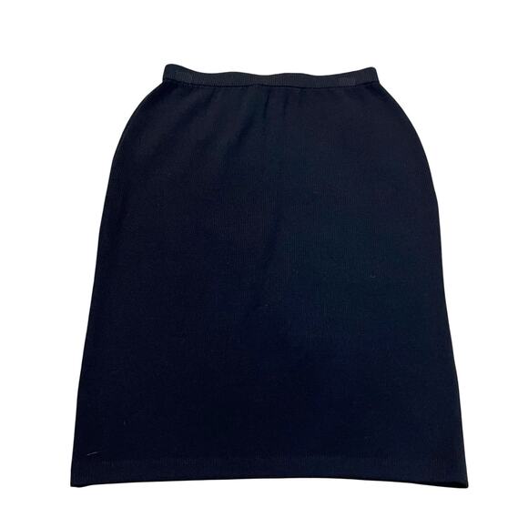 St John Santana Knit Midi Pencil Skirt 8 Black Pull On Straight Luxury Designer - Picture 3 of 8